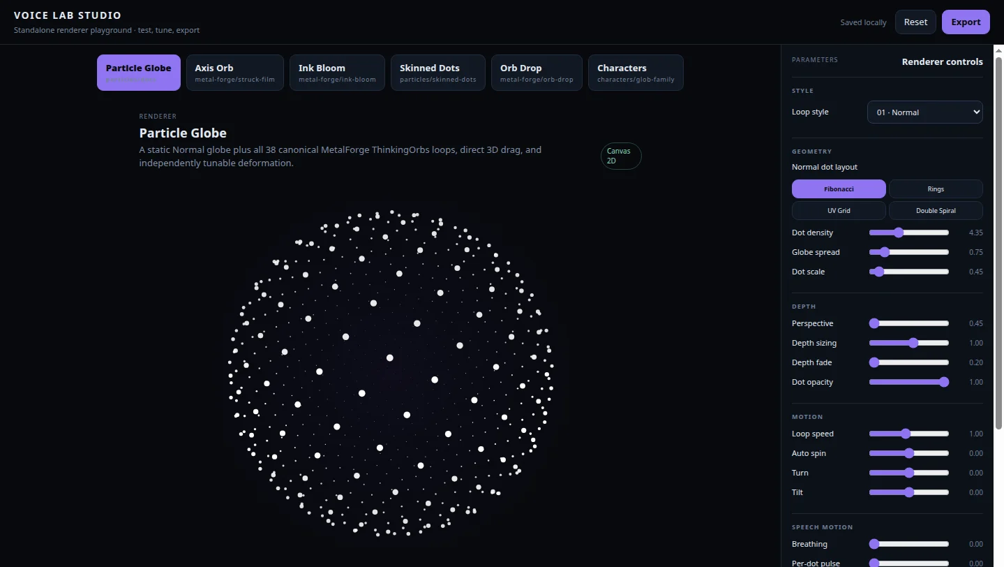 A live interactive Voice Lab Studio site published through Axis Sites